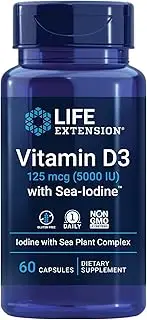 Life Extension Vitamin D3 5000 Iu With Sea-Iodine Capsules, Count