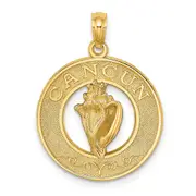 14k Yellow Gold CANCUN w/Conch Shell Circle Charm
