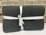 Pottery Barn Stonewashed PickStitch Quilt Shale Dark Gray KING / CALI KING New