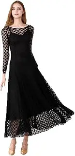 [JRUIA] Lace Ballroom Dance Dresses for Women Long Sleeve Tango Waltz Performance Dancing Outfit Flamenco Salsa Costumes