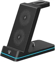 3-in-1 Wireless Charging Station for iPhone, Samsung, Android Devices, Smartwatch – 15W Fast Charger Stand, Phone Holder, Multi-Device Dock with Heat Dissipation – ABS Material