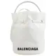 BALENCIAGA 巴黎世家 656682 電繡LOGO帆布迷你兩用水桶包.白