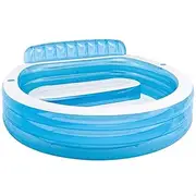 INTEX Swim Center Inflatable Family Lounge Pool: Built-in Bench – Cup Holder – 156 Gallon Capacity – 90" x 86" x 31" – Blue