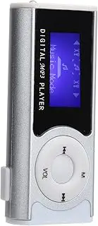 MP3 Music Player Set,Portable Aluminum Alloy Sports MP3 Flashlight Mini MP3 Player Music Player Back‑Clip LCD Mini Screen Music Media Player (Silver)