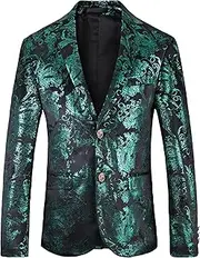 [DGHM-JLMY] Mens Floral Suit JacketNotched Lapel Slim Fit Two Button Stylish Blazer Dinner Party Prom Wedding Tuxedo Jacket