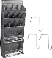 Oreilet Over the Door Shoe Organizer, Multi Deep Pockets Large Hanging Shoe Rack for Wall, Closet, Space Saving, Hanging Storage Holder for Sneakers Boots (grey)
