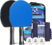 Ping Pong Paddles Set,2 Table Tennis Racket with 3 Star Ping Pong Balls(3),Retra