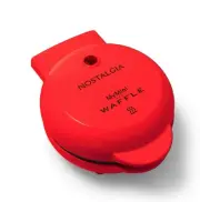 Nostalgia Mini Personal Waffle Maker 5" Electric Red Brownie Waffles Hash Brown