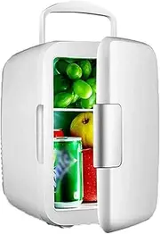 6L Mini Fridge For Bedroom 8 Can Electric Reefer Table Top Refrigerator Compact Skincare Fridge Food Heater & Beverage Cooler Portable And Quiet For Bedroom, Office, Dorm, Car(White)