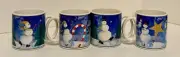 Set Of 4 Sakura SNOW PALS Mugs Zulauf Design 3 5/8" Snowmen NEW in BOX