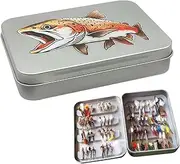 Fly Fishing Box,Fly Fishing Tackle Box,Large Capacity Metal Fly Fishing Storage Case - Fly Fishing Organization and Storage Box with Stam