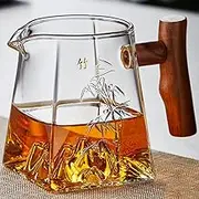 Glass Cups,Tea Glasses, 350ml Chinese Creative Fair Cup Glass Cha Hai Tea Cup Wooden Handle Kung Fu Tea Set