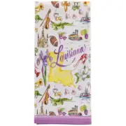 Louisiana Pelican Alligator Mardi Gras 28 x 18 Cotton Hand Towel 2 Piece Set