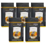 Ozoffer 40Pcs Whiskey Stones Ice Melts Reusable Natural Marble Chilling Scotch Rocks Cubes