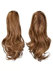 CLAW UP Clip in Ponytail Long Thick Real as Natural Hair Extensions Brown Curly