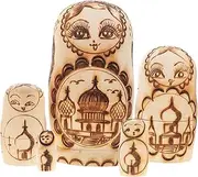 SUPVOX 1 Set Unfinished Russian Nesting Dolls with Pyrography Relief Design for Presents Home Decoration and for Special Occasions