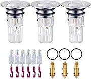 Wash Basin Bounce Drain Filter | 3X Shower Drain Pop-Up Plug for 1.3~1.5 Inch Hole,Bathroom Accessories Home Basin Strainer for Daily Use