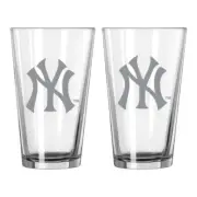 New York Yankees Pint Glass Frost Design 2 Piece Set