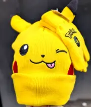 Pokémon Nintendo Pikachu Cuff Youth Hat With Ears And Matching Gloves th Beanie