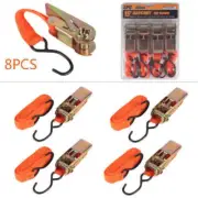 8PCS New Heavy Duty Ratchet Tie Down Straps 4.6m/15' x 1'/25mm RecoveryTruck