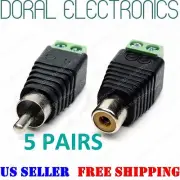 5 Pairs Speaker Wire Cable to Audio Female Male RCA Connector Jack Plug USSeller