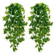 Fake Hanging Plants, 2pcs Artificial Hanging Plant, Faux Pothos Vines Hanging...