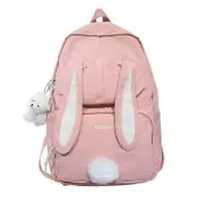 Cute Rabbit Ear Backpack for Teen Girls School Backpack Female Large Capacity Kawaii School Daypack Nylon Casual Student Bookbag Pink