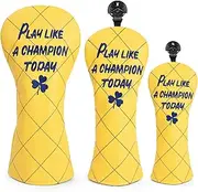 Golf Club Head Covers Premium Leather Golf Driver Fairway(FW) Wood Hybrid(UT) Covers with Number Tags, Golf Mallet Putter Cover Play Like A Champion