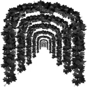 Black Leaf Garland, 8PCS Halloween Artificial Hanging Fall Leave Maple Vines,...