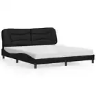 Bed Frame with LED Light Black King Size Faux Leather 183x203 cm Bedroom Furnitu