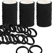 50 Pcs Hair Ties for Women, Seamless Soft Hair Bands, Strong Elastic Ponytail Holders Hair Accessories, Ponytail Holders Hair Bobbles for Thick Heavy and Curly Hair (Black)