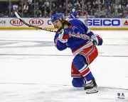Artemi Panarin New York Rangers Unsigned Blue Jersey Shooting Photo