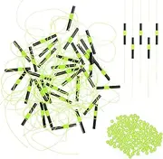 uxcell Slip Bobber Stops for Fishing [100PCS] - Float Bobber Stopper Knots Nylon String with Beads Use for Streams & Lake & River Fishing - [Green] for Fishing Line Tackle