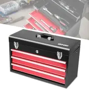 Red 20.4" 3 Drawers Multiple Storage Tool Box Flat Top Steel Portable Hand Carry