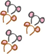 [YARNOW] 3sets Ears Headband Jungle Animal Hair Bands Mouse Costume Ears Soft Plush for Cosplay Performances 2pcs*3