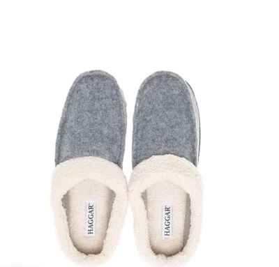 HAGGAR Men Boiled Wool Fleece-Lined Sherpa Clogs Sz M