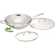 Scanpan Impact 36cm Stainless Steel Wok w/ Lid Stir Fry Round Frypan Silver