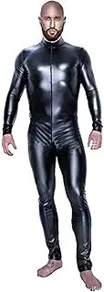CAMBOS Shiny Leather Catsuit, Full Body Men Design Sexy Latex Tight Zipper Jumpsuit, Rubber Clubwear Erotic Clothing (Color : Black, Size : XX-Large)