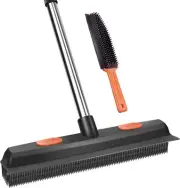 Conliwell Rubber Pet Hair Removal Brush with Squeegee, Portable Black, Orange