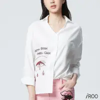 在飛比找momo購物網優惠-【iROO】設計感眼睛圖案流行時尚五分袖上衣
