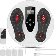 Foot Massager for Neuropathy,EMS & TENS Foot Stimulator with Red Light Therapy for Circulation and Pain Relief ,with 4 TENS Muscle Stimulator Patches,Transcutaneous Electrical Nerve Stimulator