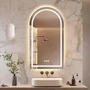 [Simplus] LED Bathroom Wall Mirror Arch Mirrors Wall Light Anti-Fog Smart Vanity Makeup Shower Bathroom Mirrors with Light for Home Bedroom Hallway, 50x90cm