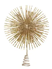 Glittered Champagne Starburst Christmas Tree Topper Decoration - 38cm