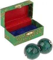 Ronyme Set of 2 Hand Massage Balls with Storage Box for Chinese Exercise and Relaxation, Gossip Green