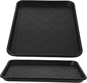 BUTIFULSIC 2pcs Shoe Tray Entryway Shoes Tray Plant Drip Tray Sundries Tray Boot Mats for Entryway Clean Shoes Tray Boot Mat for Boot Stuff Storage Tray Shoe Storage Tray Plastic Black