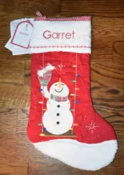 Pottery Barn Kids Light Up Quilted Stocking Snowman Garret Monogram NWT