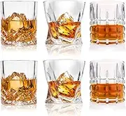 DeeCoo Whiskey Glasses-Premium 10, 11 OZ Scotch Glasses Set of 6 /Old Fashioned Whiskey Glasses/Style Glassware for Bourbon/Rum Glasses/Bar Tumbler Whiskey Glasses(Mixed)