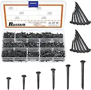 Rustark 1200Pcs 6 Sizes Black Metal Nails Tacks Assortment Kit 10mm 13mm 16mm 19mm 22mm 25mm Long Shoe Nail Studs Shoe Tacks Hardware Nails Studs for Shoes Boots Heels Soles Replacement Repair