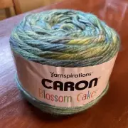 Caron Blossom Cakes Yarn TIDEPOOL Aqua Teal Variegated 8 oz Cotton Acrylic Blend