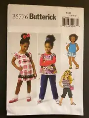 NEW! BUTTERICK PATTERN 5776 GIRLS TOP, DRESS, SHORTS, PANTS & BAG (Sizes 2-5) UC